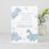 Dinosaur Boy Birthday Party Invitation Kaart (Staand voorkant)