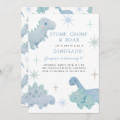 Dinosaur Boy Birthday Party Invitation Kaart (Voorkant / Achterkant)