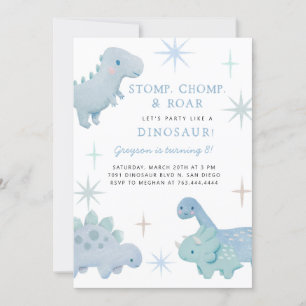 Dinosaur Boy Birthday Party Invitation Kaart