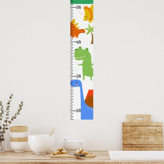Dinosaur Boy Dino Growth Chart Persoonlijk Poster (Keuken)
