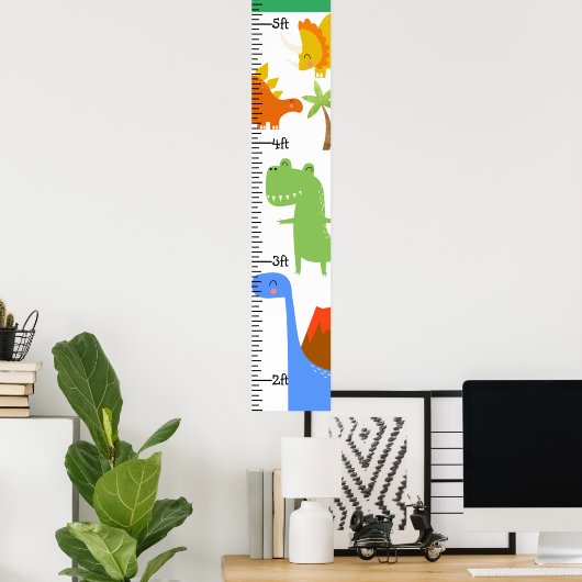 Dinosaur Boy Dino Growth Chart Persoonlijk Poster (Thuiskantoor)