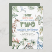 Dinosaur Boy Dino Verjaardagsfeest Kaart (Voorkant / Achterkant)