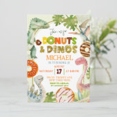 Dinosaur Boy Donuts en Dinos Verjaardagsfeest Kaart (Staand voorkant)
