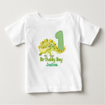 Dinosaur Boy First Birthday met naam Baby T-Shirt