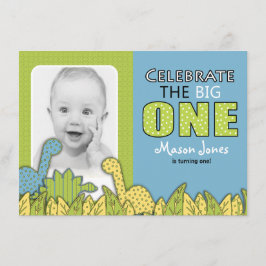 Dinosaur Boy First Birthday Party Kaart