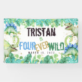 Dinosaur Boy Four Ever Wild Birthday Banner (Horizontaal)