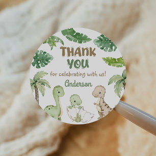 Dinosaur Boy Green 1e verjaardag Ronde Sticker
