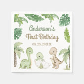 Dinosaur Boy Green 1e verjaardag Servet (Voorkant)