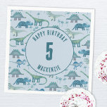 Dinosaur Boy Kids Birthday Party Blue Servet<br><div class="desc">Tijd voor een wild verjaardagsfeest! Een leuk stel schattige dinosaurussen op een blauwe achtergrond,  klaar om aan te passen aan de naam en leeftijd van je kind. Geweldig voor elke leeftijd kind,  jongen of meisje. Originele kunst van Nic Squirrell.</div>