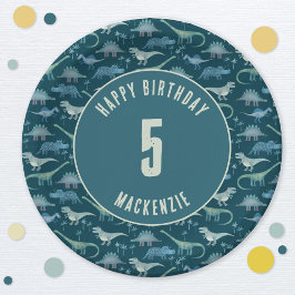 Dinosaur Boy Kids Birthday Party Dark Papieren Bordje
