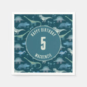 Dinosaur Boy Kids Birthday Party Dark Servet (Voorkant)