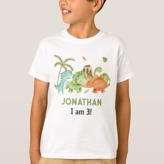 Dinosaur Boy Verjaardagstshirts - Bijpassend Kind T-shirt (Voorkant)