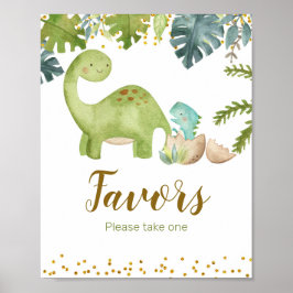 Dinosaur Boy Waterverf Favor Sign Poster