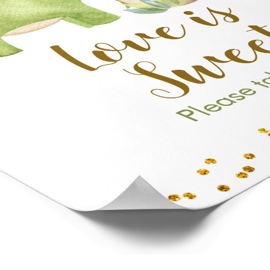 Dinosaur Boy Waterverf Love is Sweet Sign Poster (Hoek)