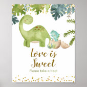 Dinosaur Boy Waterverf Love is Sweet Sign Poster (Voorkant)