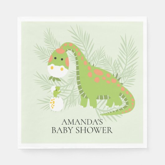 Dinosaur Boys Baby shower Papieren servetten (Voorkant)