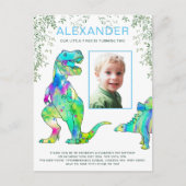 Dinosaur Boys Birthday Foto Uitnodiging Briefkaart (Voorkant)