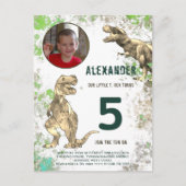 Dinosaur Boys Birthday Foto Uitnodiging Briefkaart (Voorkant)