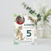 Dinosaur Boys Birthday Foto Uitnodiging Briefkaart (Staand voorkant)