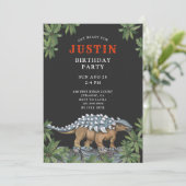 Dinosaur Boy's Birthday Party Invitation Kaart (Staand voorkant)