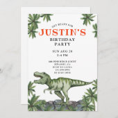 Dinosaur Boy's Birthday Party Invitation Kaart (Voorkant / Achterkant)