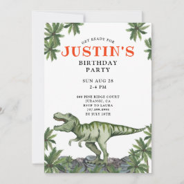 Dinosaur Boy's Birthday Party Invitation Kaart