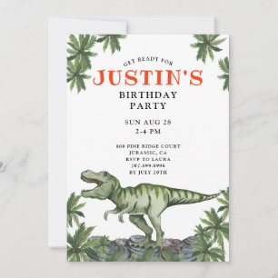 Dinosaur Boy's Birthday Party Invitation Kaart