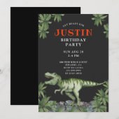 Dinosaur Boy's Birthday Party Invitation Kaart (Voorkant / Achterkant)