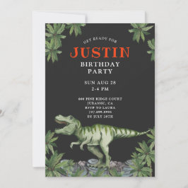 Dinosaur Boy's Birthday Party Invitation Kaart