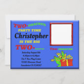 Dinosaur Boys Blue Two Osaurus 2e Verjaardag Kaart (Voorkant)