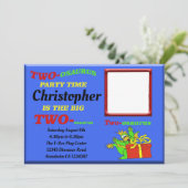 Dinosaur Boys Blue Two Osaurus 2e Verjaardag Kaart (Staand voorkant)