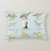 Dinosaur Boys gepersonaliseerde naam en foto blauw Accent Kussen (Voorkant)