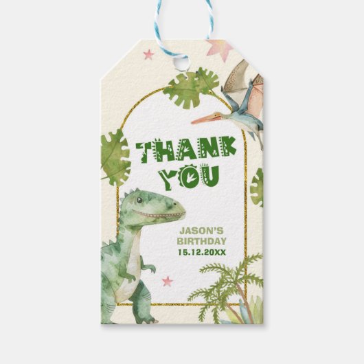 Dinosaur Boy's Gift Labels Cadeaulabel (Voorkant)