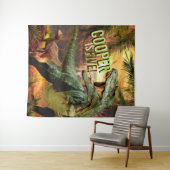 Dinosaur Boys Verjaardag TRex | Aangepaste naam ac Wandkleed (In Situ (horizontaal))