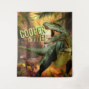 Dinosaur Boys Verjaardag TRex   Aangepaste naam ac Wandkleed