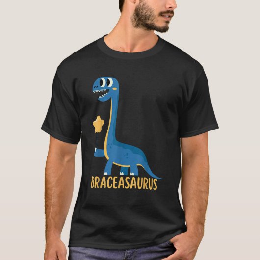 Dinosaur Braces BRACEASAURUS Orthodontist T-shirt (Voorkant)