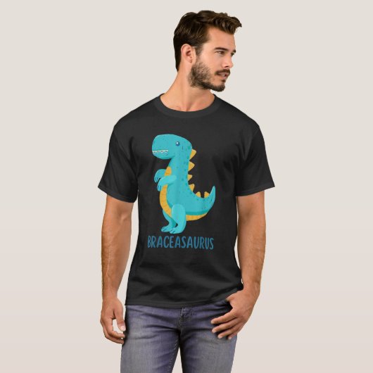 Dinosaur Braces BRACEASAURUS Orthodontist T-shirt (Voorkant volledig)