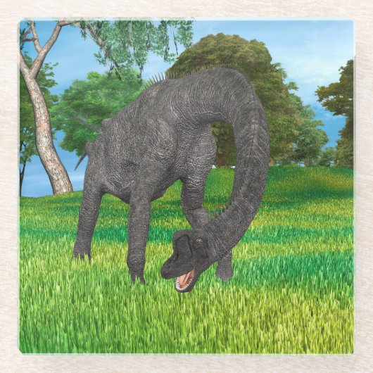 Dinosaur Brachiosaurus Glazen Onderzetter (Voorkant)
