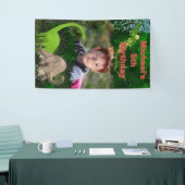 Dinosaur brachiosaurus oerwoud foliejongens foto spandoek (Beurs)