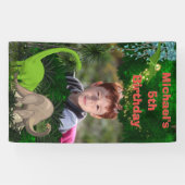 Dinosaur brachiosaurus oerwoud foliejongens foto spandoek (Horizontaal)