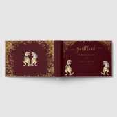 Dinosaur Bride and Groom Burgundy Wedding Gold Gastenboek (Volledig)