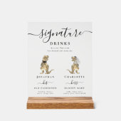 Dinosaur Bride and Groom Signature Drinks Wedding Acryl Bord (Voorkant)