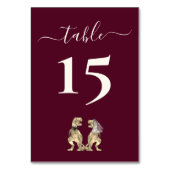 Dinosaur Bride & Groom Wedding Bourgogne & Crème Kaart (Achterkant)