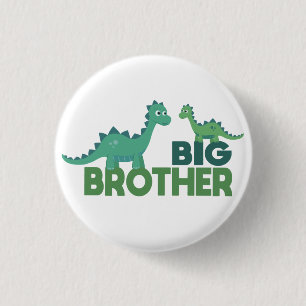 Dinosaur broers, grote broeraankondiging ronde button 3,2 cm