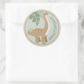 Dinosaur Brontosaurus Verjaardag Cupcake Topper Ronde Sticker (Tas)