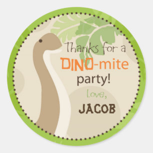 Dinosaur Brontosaurus Verjaardag Cupcake Topper Ronde Sticker