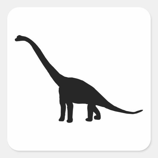 Dinosaur Brontosaurus Zwart-wit Vierkante Sticker (Voorkant)