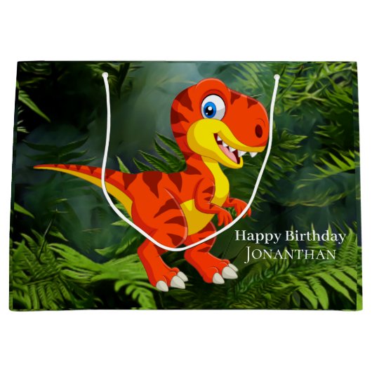 Dinosaur Brown T Rex Jurassic Party Groot Cadeauzakje (Voorkant)