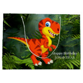 Dinosaur Brown T Rex Jurassic Party Groot Cadeauzakje (Achterkant)