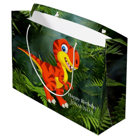 Dinosaur Brown T Rex Jurassic Party Groot Cadeauzakje (Achterkant Gekanteld)